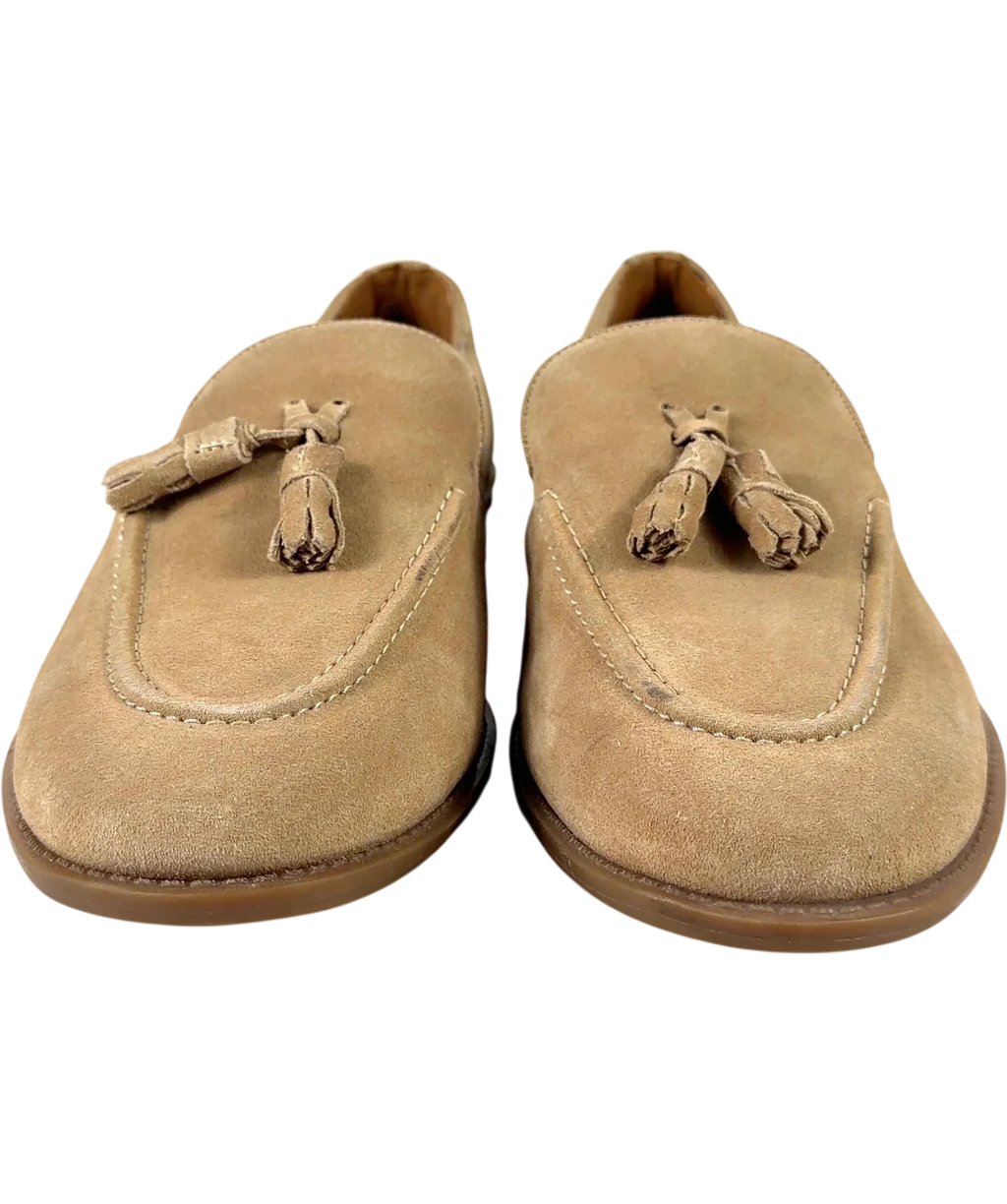 River Island Beige Suede Tassel Loafers, size UK 10 EU 44 👞 — detail