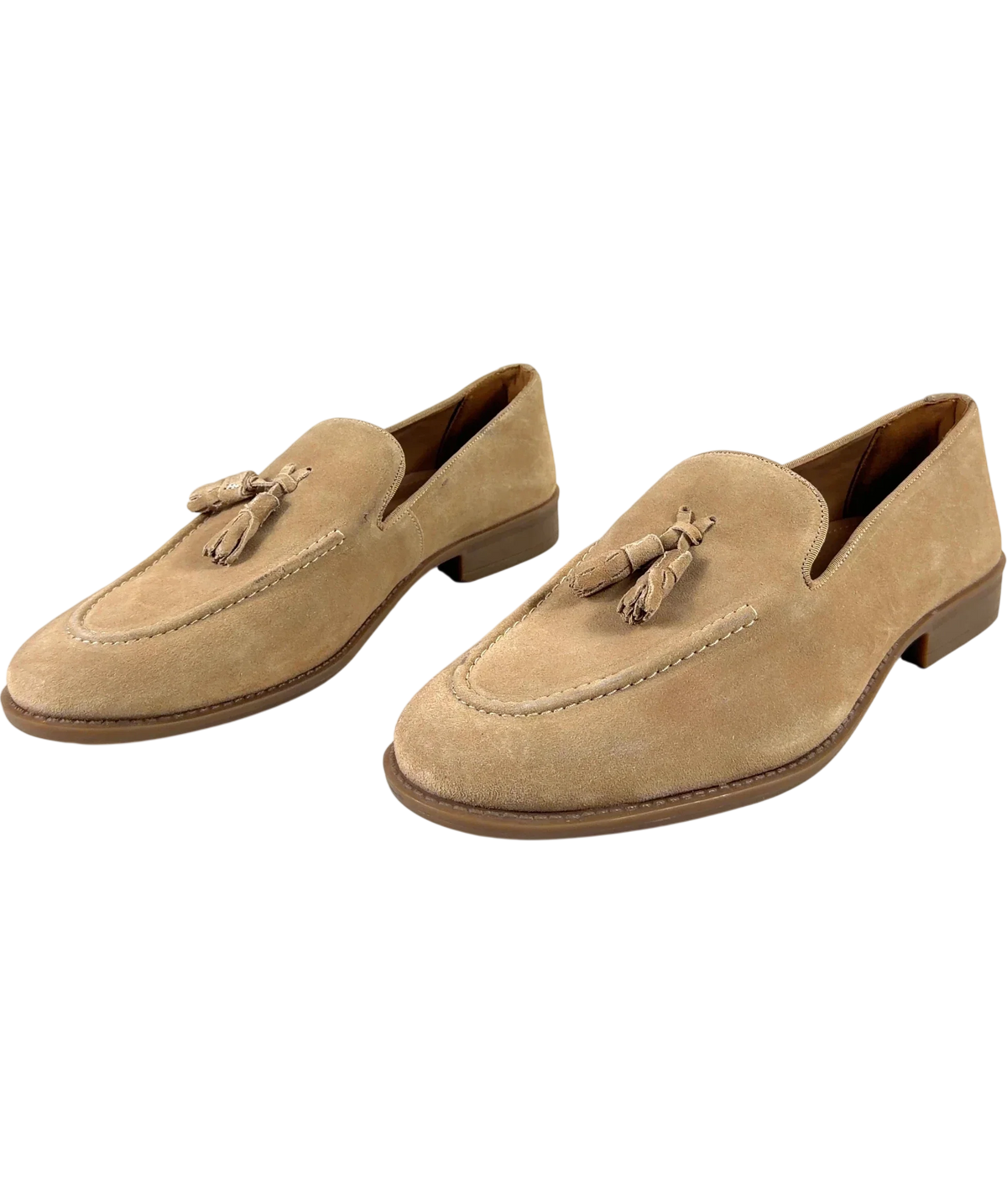 River Island Beige Suede Tassel Loafers, size UK 10 EU 44 👞 — label