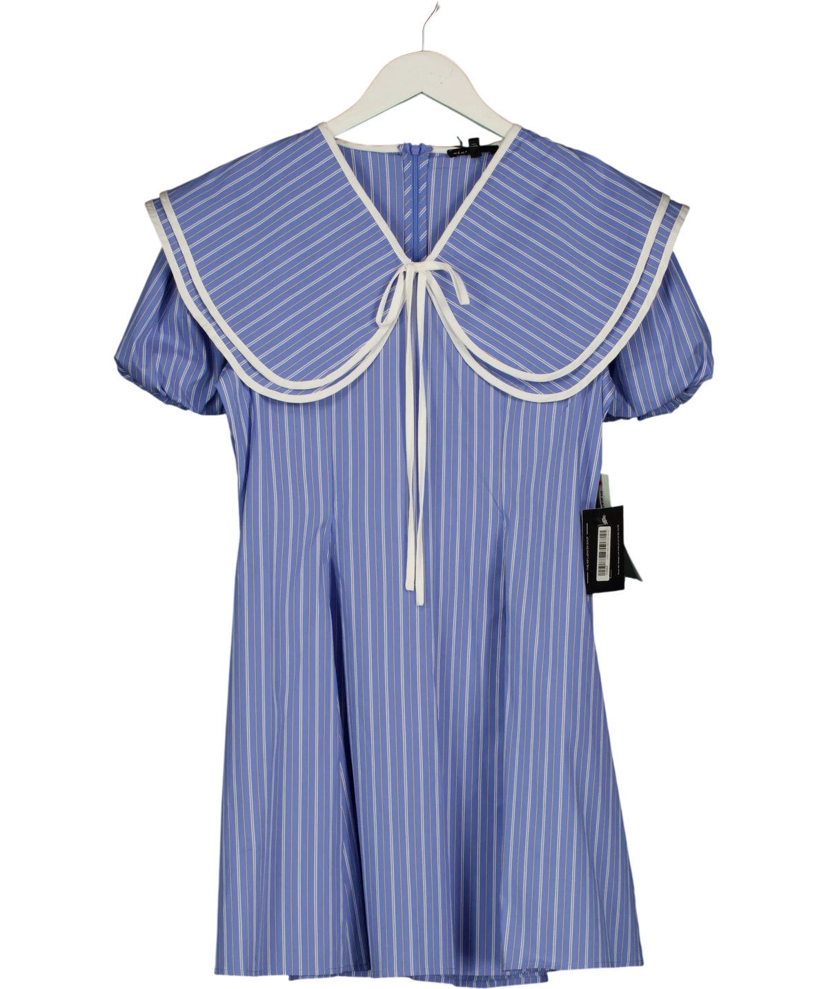 Sister Jane Blue Tulip Stripe Mini Dress, size UK M — front
