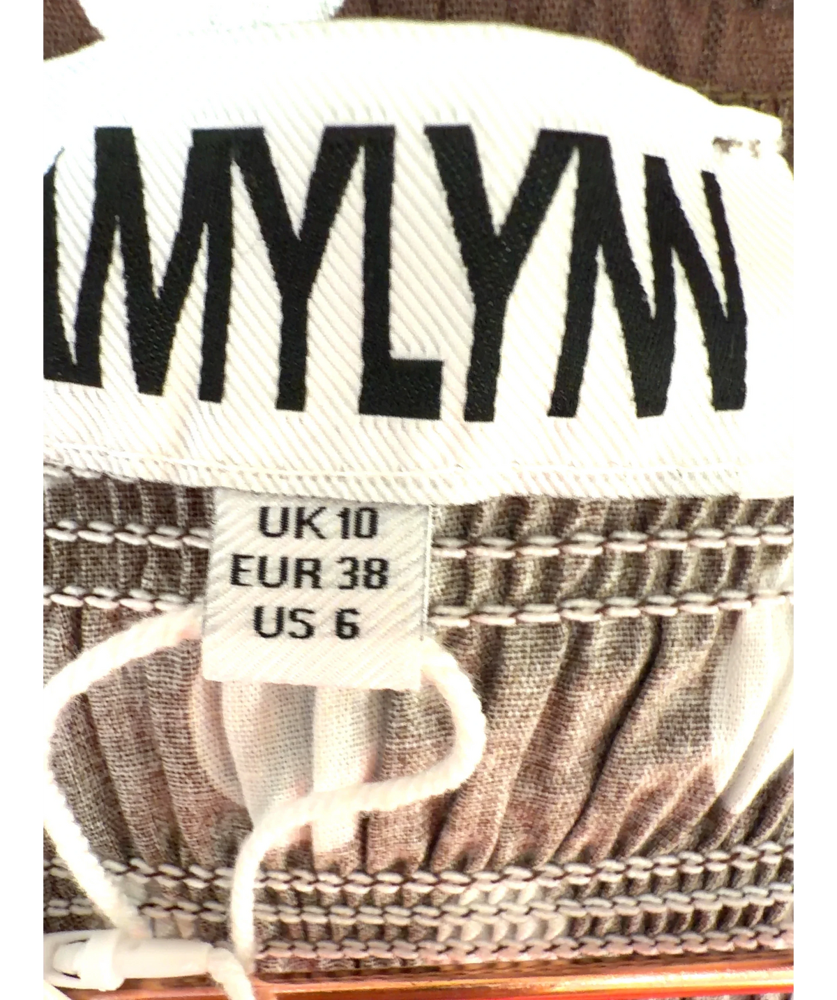 AMYLYN Brown Matilda Pure Cotton Brown Polka Dot Midi Dress, size UK 10 — care label