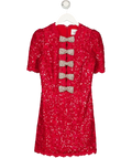 Nicky Hilton x Rebecca Vallance Red Leyla Short Sleeve Sequin Mini Dress, size UK 8 — front