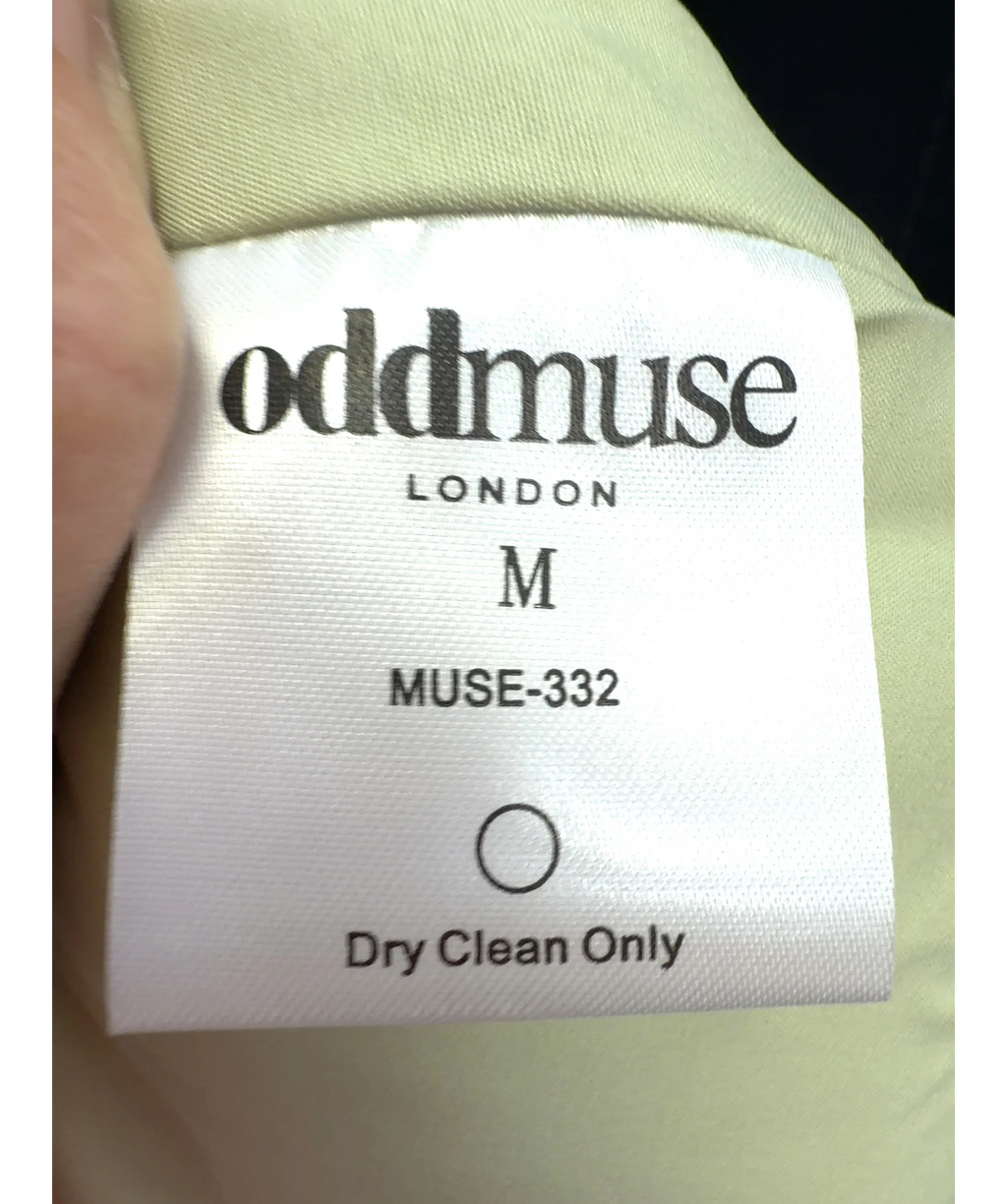 ODD MUSE Green Tweed Cap Sleeve Mini Dress, size UK M — care label