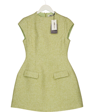 ODD MUSE Tweed Cap Sleeve Mini Dress Green and White UK M