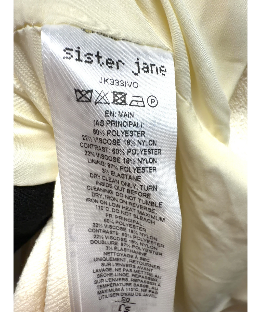 Sister Jane Cream Hélène Boucle Fitted Blazer & Skirt, size UK M — label