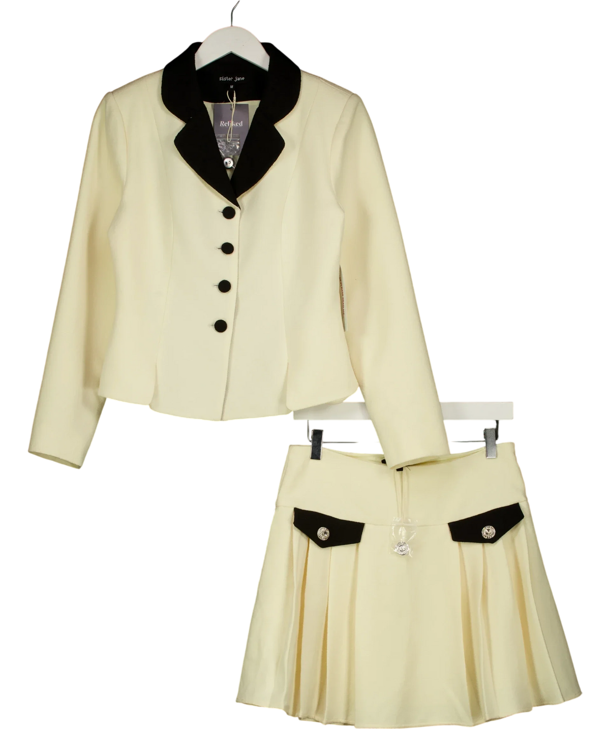 Sister Jane Cream Hélène Boucle Fitted Blazer & Skirt, size UK M — front