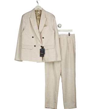 River Island Beige Linen Blend Double-Breasted Suit UK 38" / W32