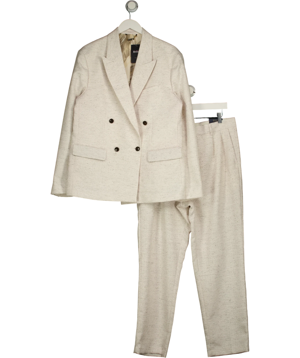 River Island cream flecked tailored co-ord set, size UK 40" CHEST — front