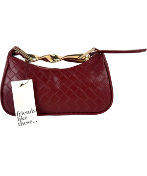 Friends Like These Burgundy Woven Shoulder Bag