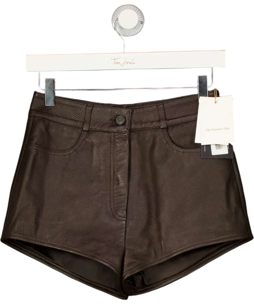 THE FRANKIE SHOP Brown Loen Leather Hot Pants, size UK S — front