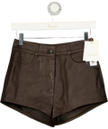 THE FRANKIE SHOP Brown Loen Leather Hot Pants, size UK S — front