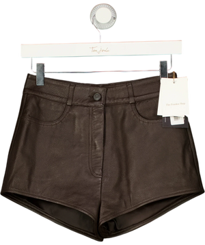 The Frankie Shop Dark Brown Loen Leather Shorts UK  S