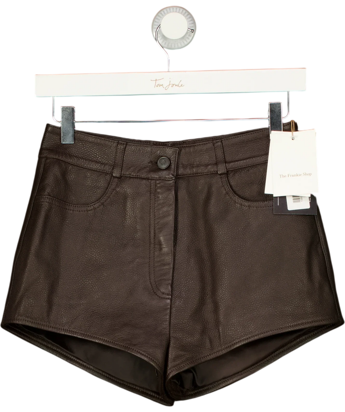 THE FRANKIE SHOP Brown Loen Leather Hot Pants, size UK S — front