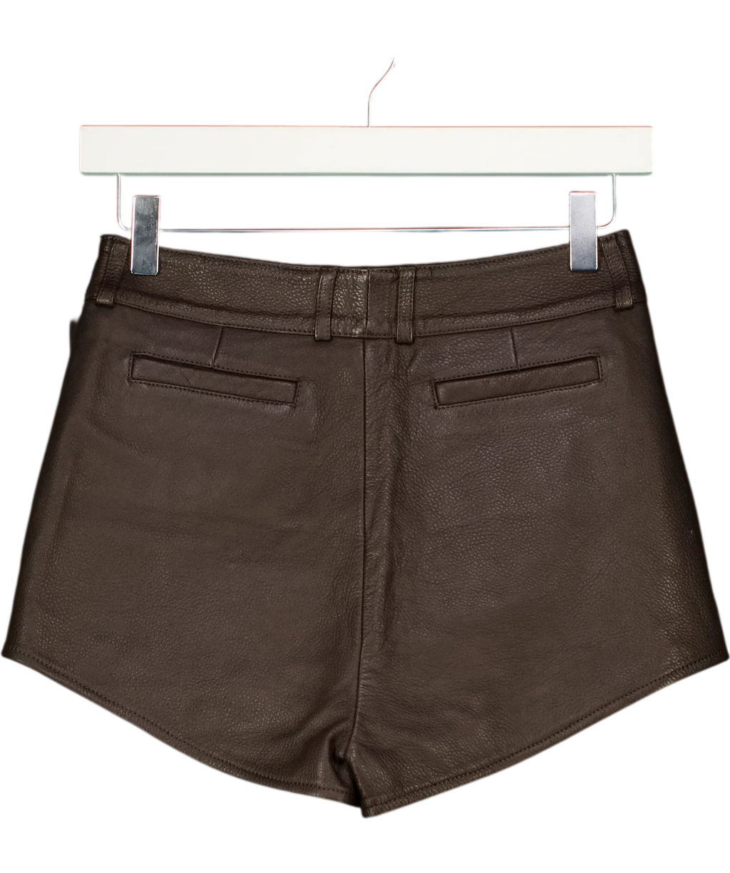 THE FRANKIE SHOP Brown Loen Leather Hot Pants, size UK S — back