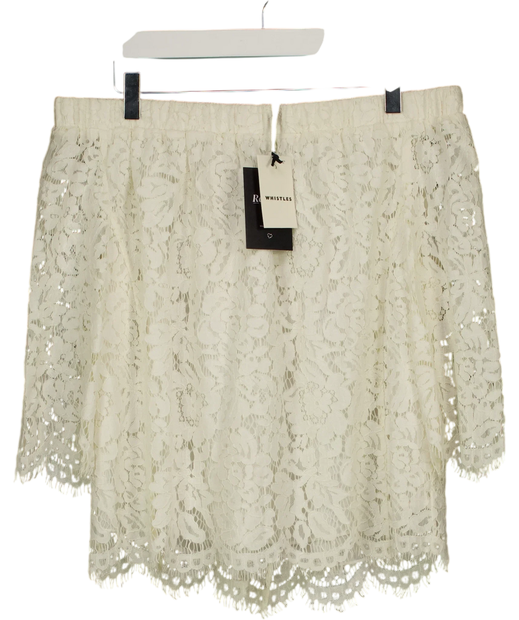 Whistles White Lace Bardot Top, size UK 10 — front