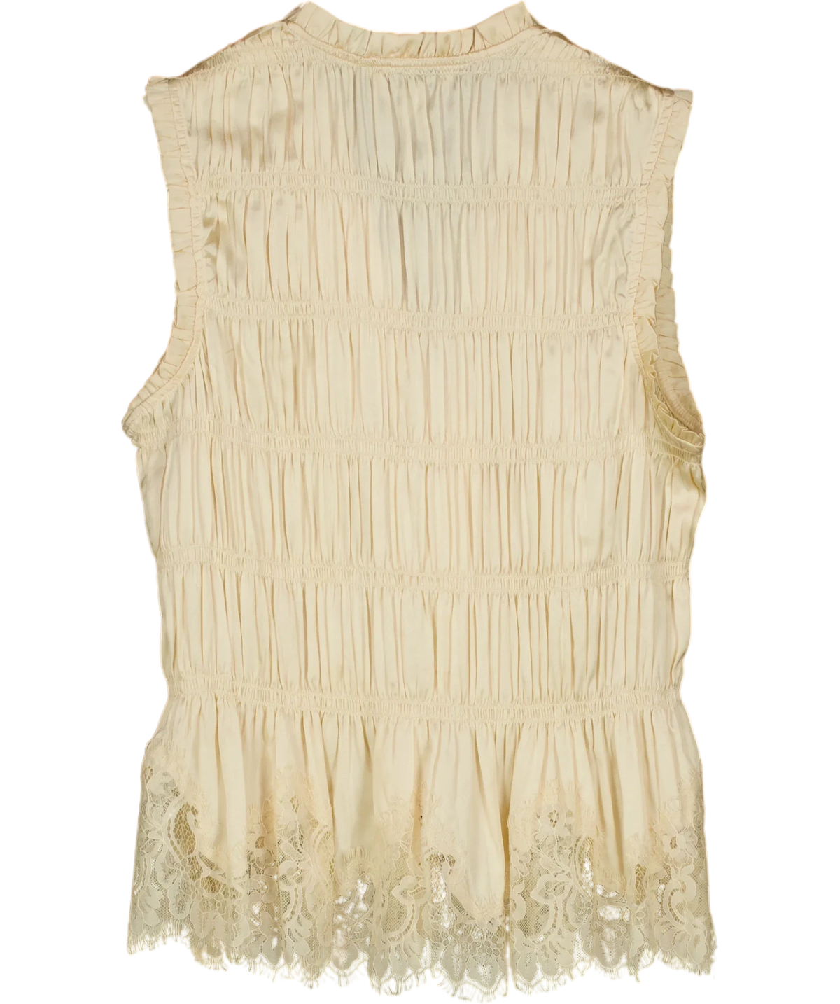 M&S Cream smocked lace-trim peplum blouse, size UK 12 — back