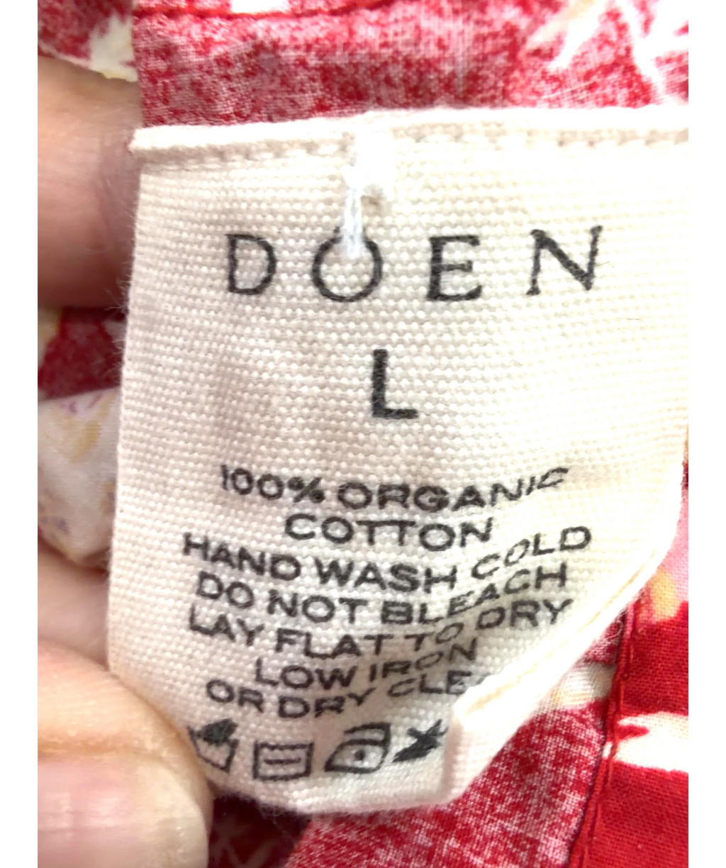 DOEN Red OAK BLUFFS FLORAL, size UK L — care label