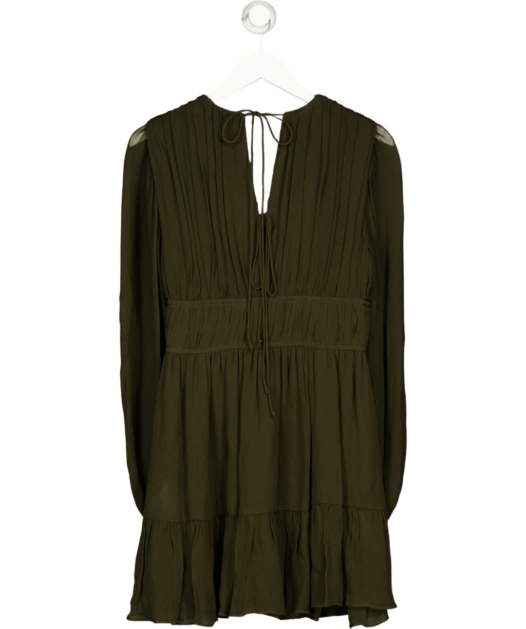 ZARA Brown green pleated dress, size UK M — back