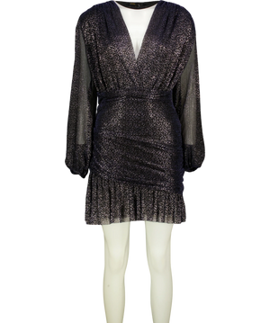 Maje Navy Blue Ruched Long Sleeve Dress UK 12