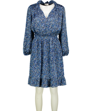 Claudie Pierlot Rosana Blue Floral Long Sleeve Dress UK S