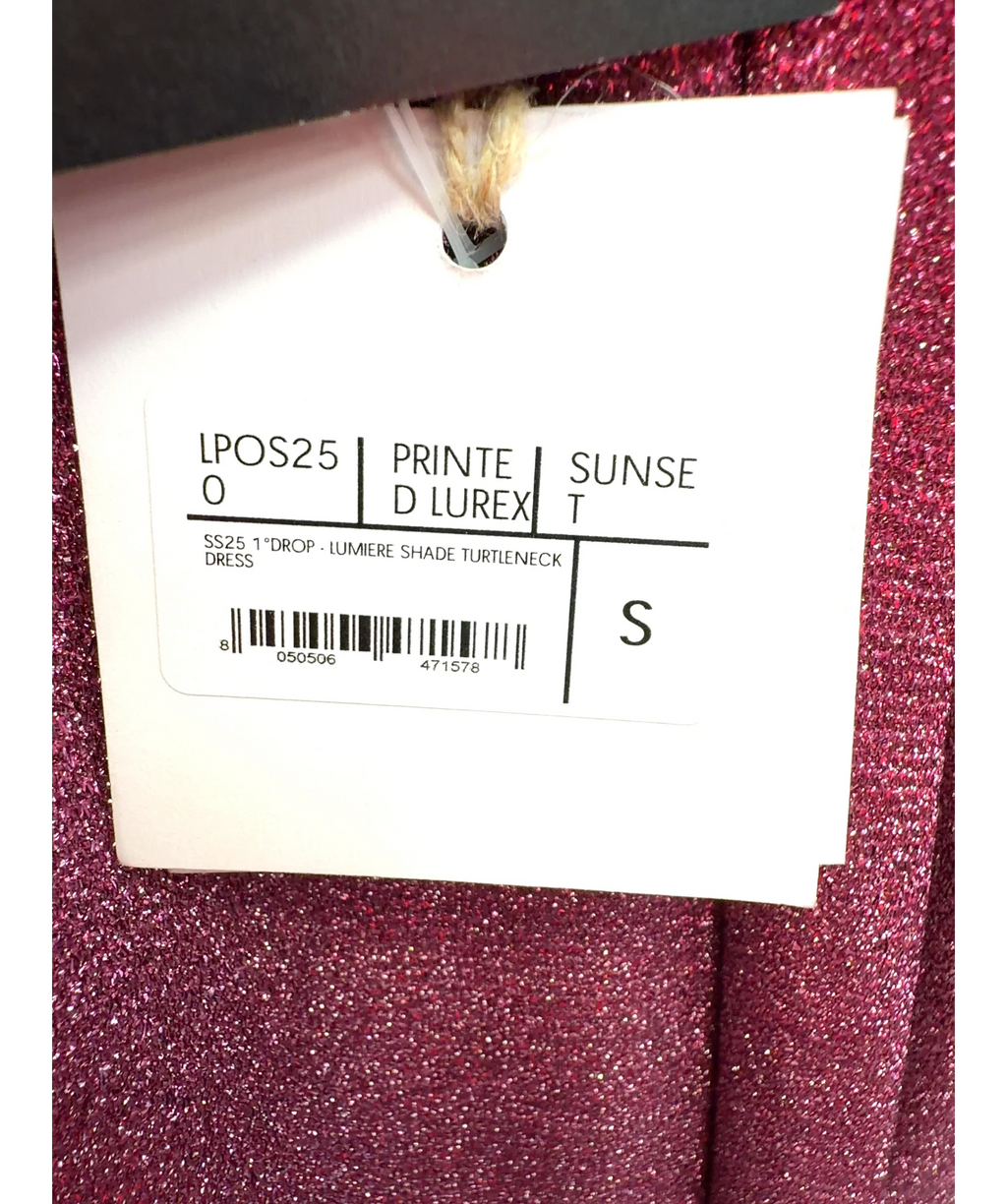 Oséree Pink Lumiere Shade Turtleneck Dress, size UK S — care label