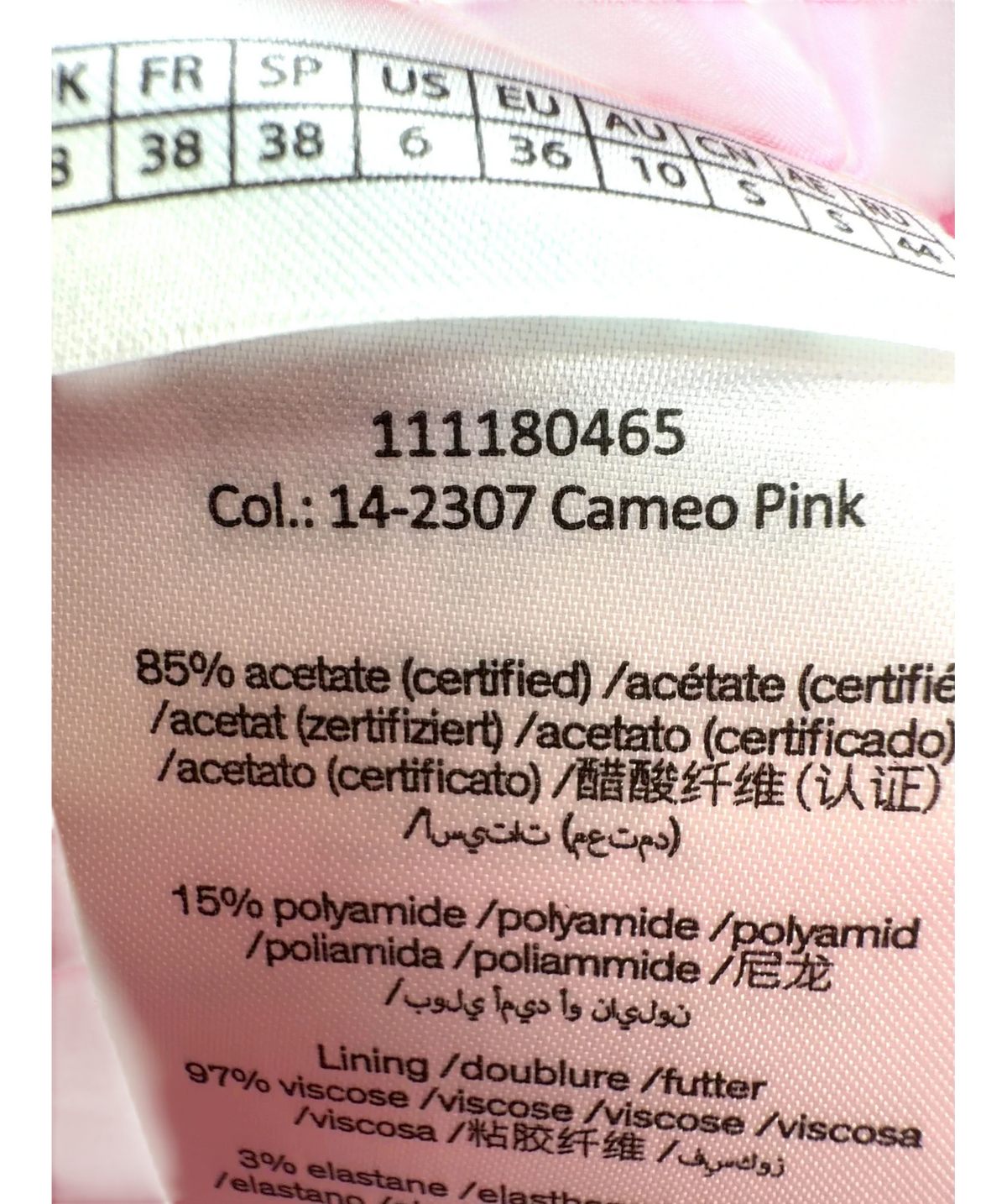 ROTATE Pink Sheer Satin Bow Dress, size UK 8 — fabric detail