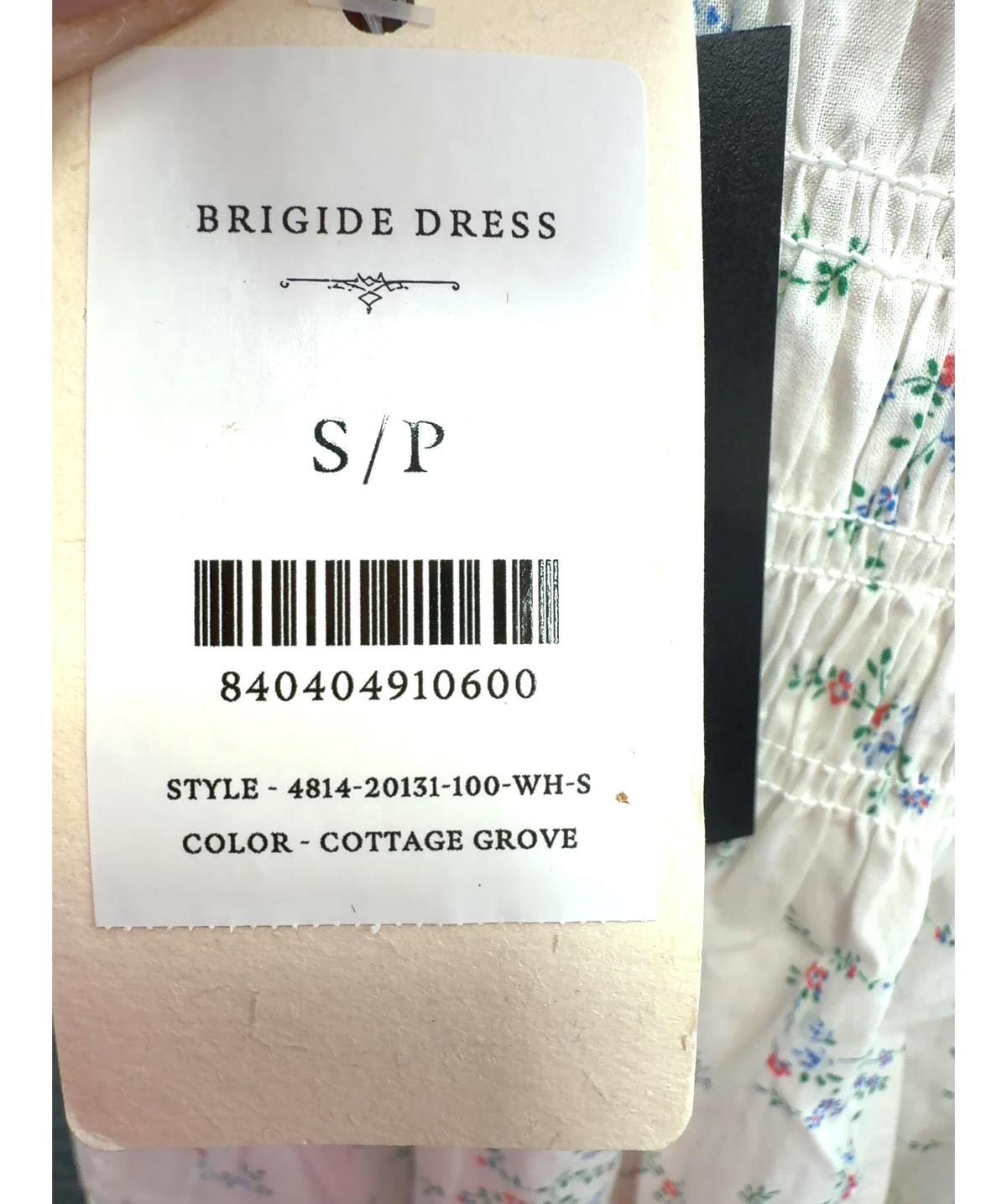 DOEN White Brigide Dress, size UK S — care label
