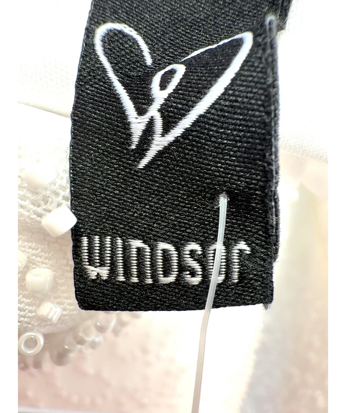 Windsor White Rani Sleeveless Strappy Open-Back Beaded Mermaid Dress, size UK M — detail