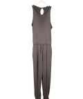 GOOD MOVE Grey Modal Rich Ribbed Relaxed Jumpsuit, size UK 18 — front