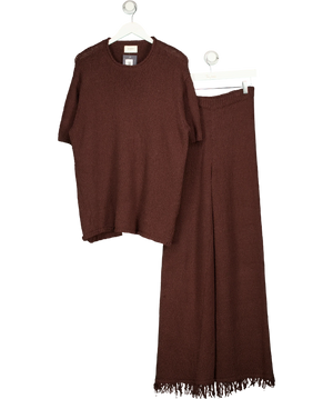 Dissh Brown 2-piece Sue Chocolate Fringe Knit Set UK S