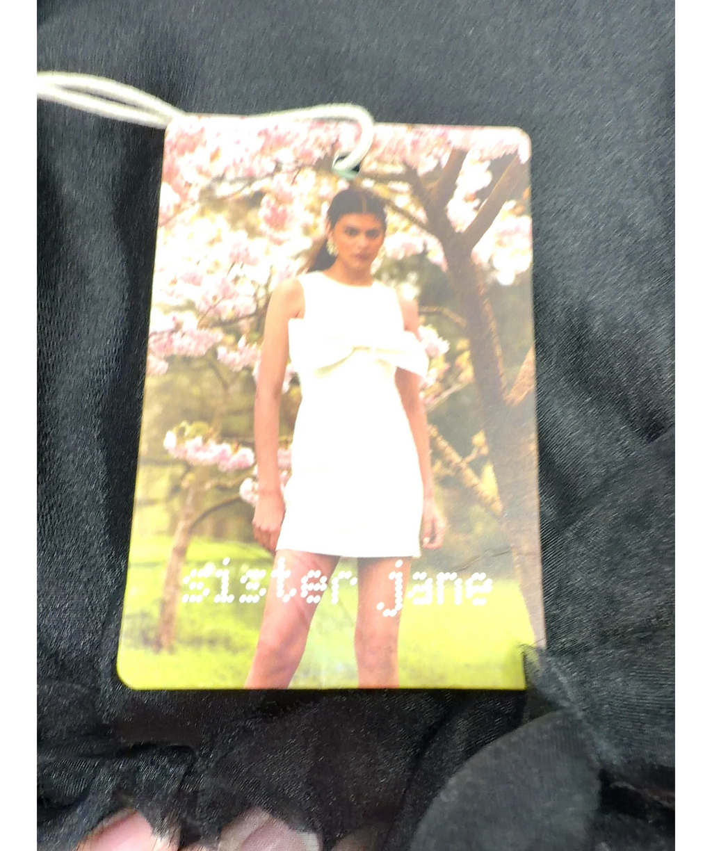 Sister Jane Black Plume Organza / Lume Organza Crop Top and Mini Skirt, size UK S — detail