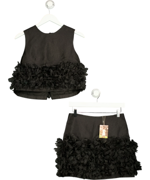 Sister Jane Plume Organza top & Mini Skirt Co-ord Set Black UK S