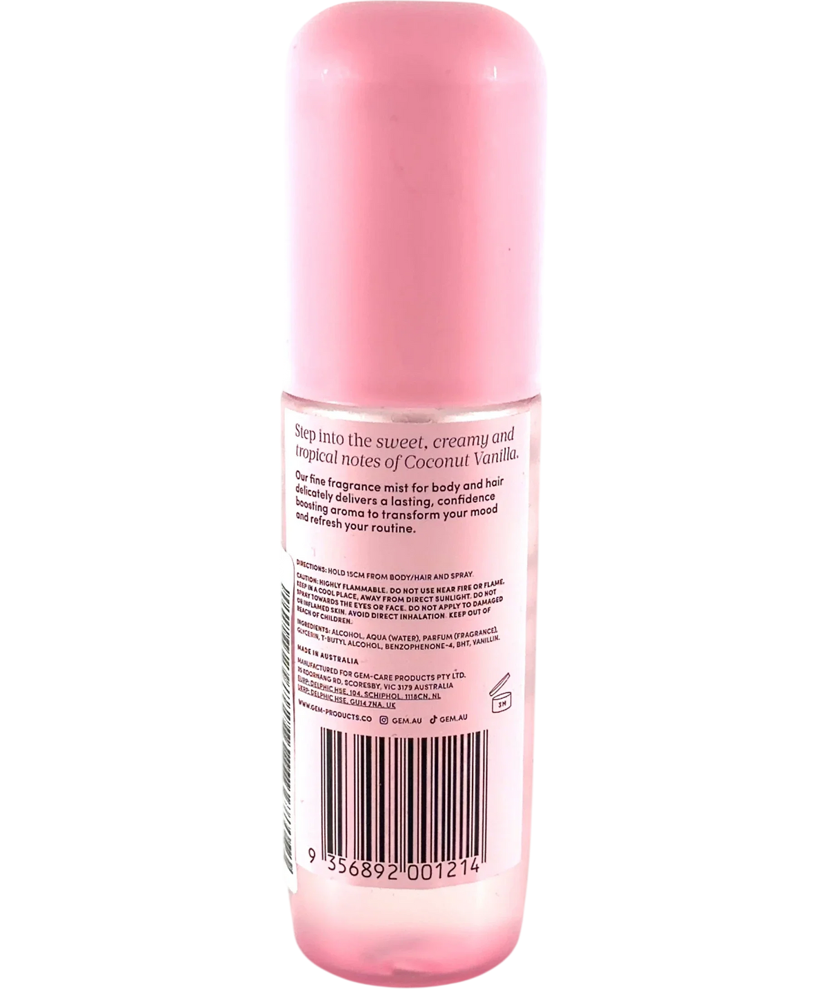 gem COCONUT VANILLA, size 90ml — back