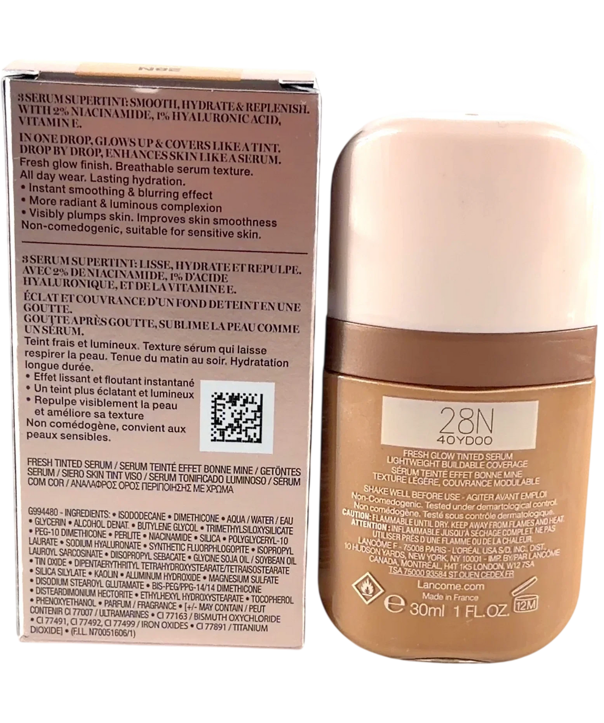 Lancôme 28N Idôle Skin 3 Serum Supertint, size 30ml — back