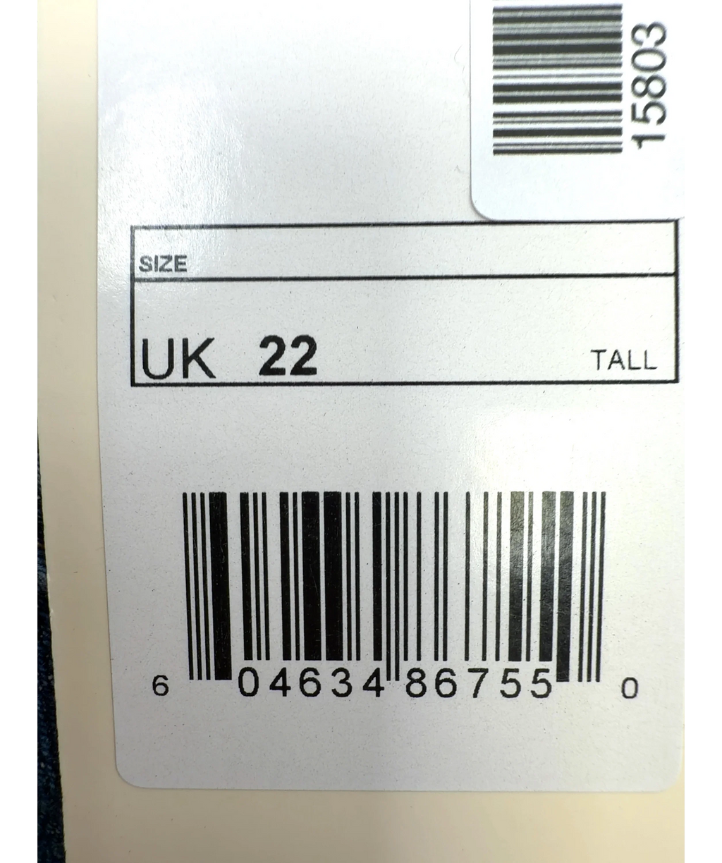 Ambela Blue Stretch Straight Jean, size UK 22 — care label