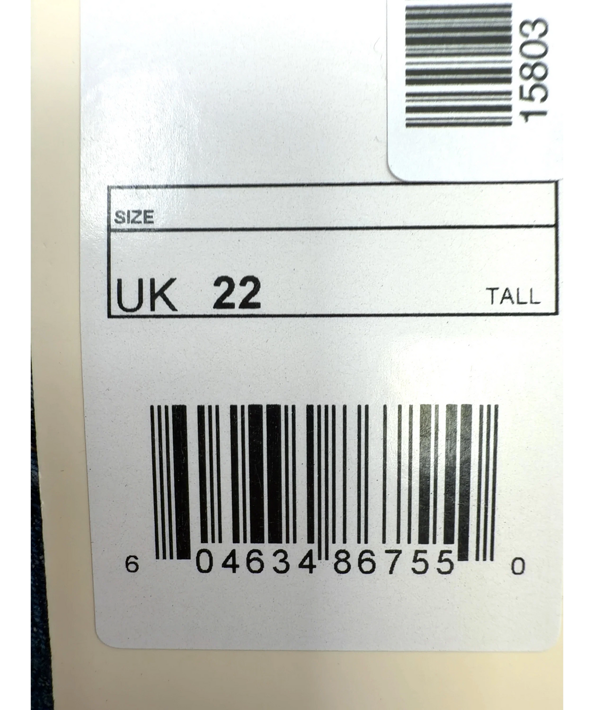Ambela Blue Stretch Straight Jean, size UK 22 — care label