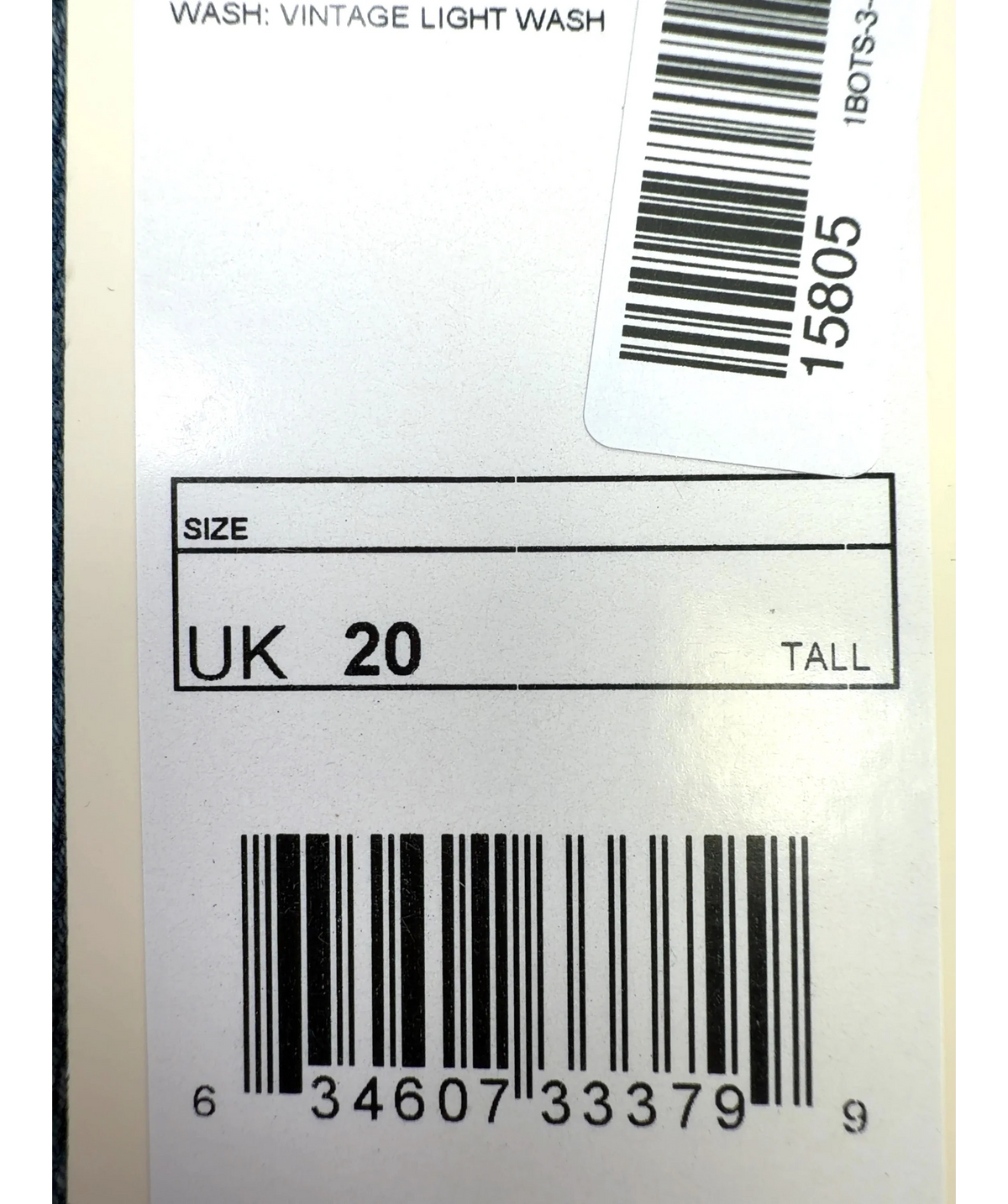Ambela Blue Stretch Straight Jean, size UK 20 — care label