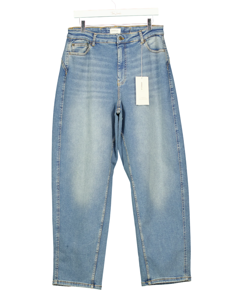 Ambela Blue Stretch Relaxed Mom Jean, size UK 18 — front
