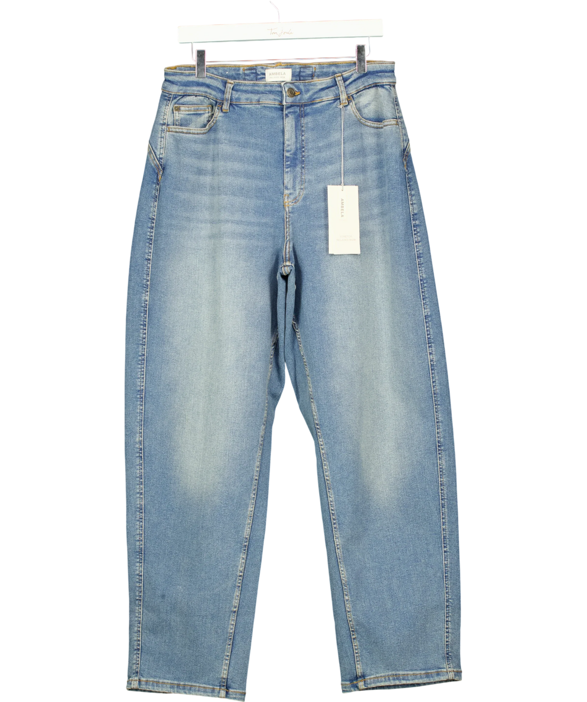 Ambela Blue Stretch Relaxed Mom Jean, size UK 18 — front