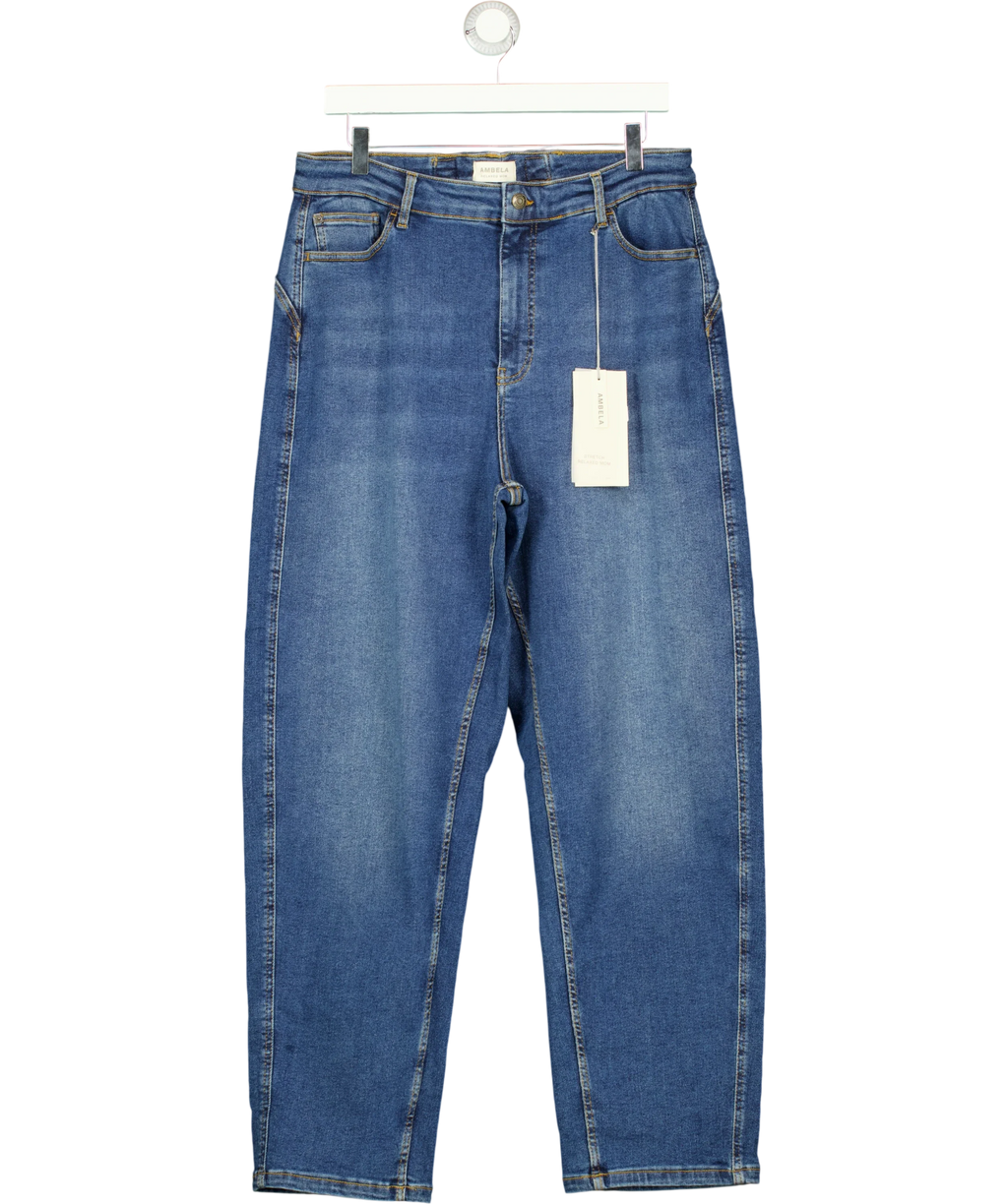 Ambela Blue Stretch Relaxed Mom Jeans, size UK 18 — front