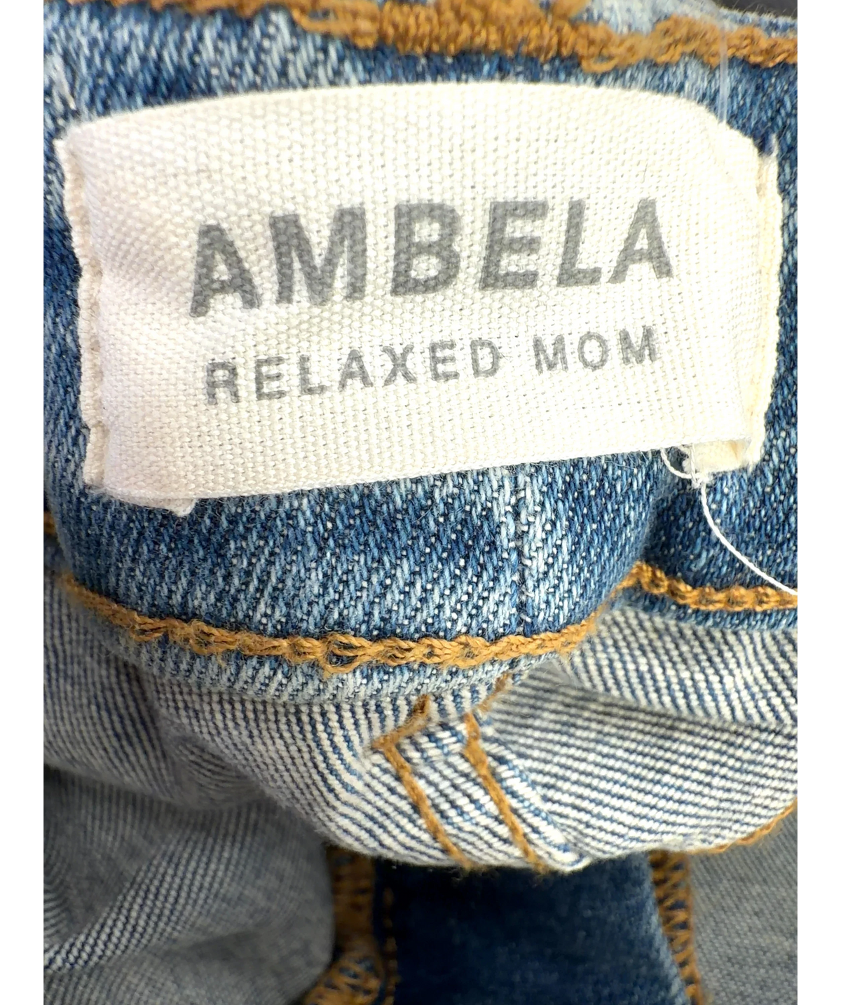 Ambela Blue Stretch Relaxed Mom Jean, size UK 20 — detail