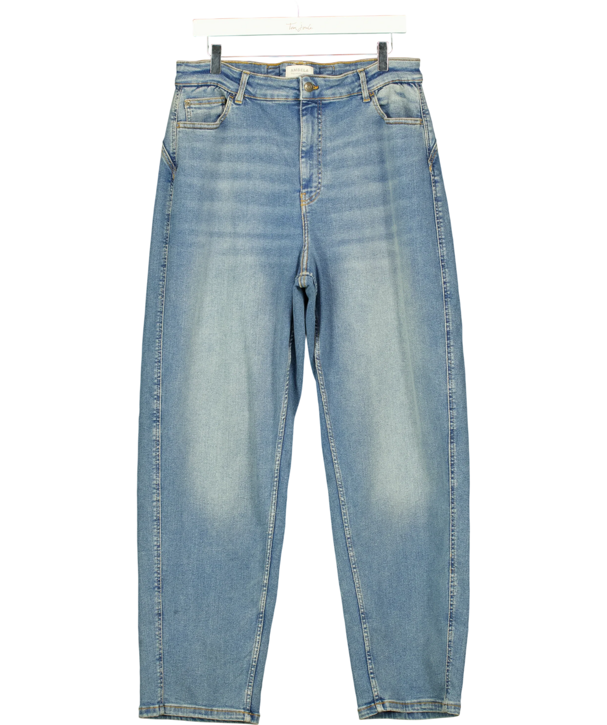 Ambela Blue Stretch Relaxed Mom Jean, size UK 20 — front