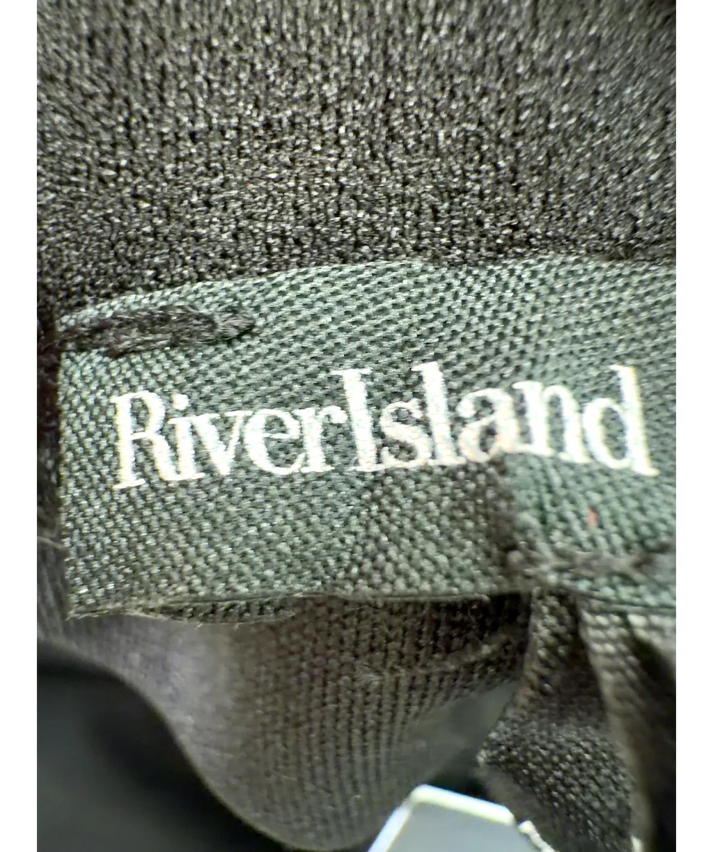 River Island Black Black Pintuck Wide Leg Trouser, size UK XL — detail
