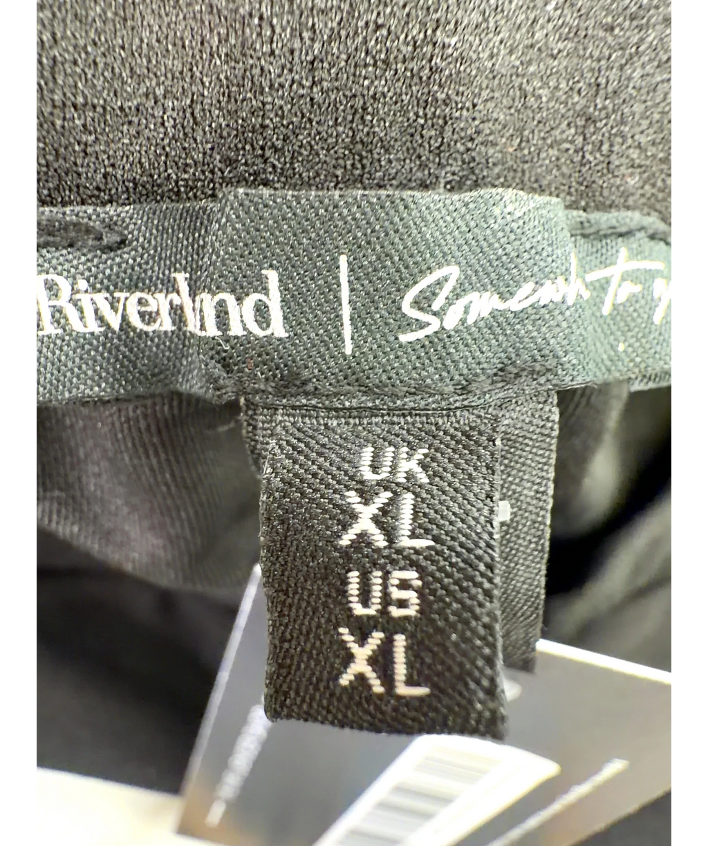 River Island Black Black Pintuck Wide Leg Trouser, size UK XL — care label