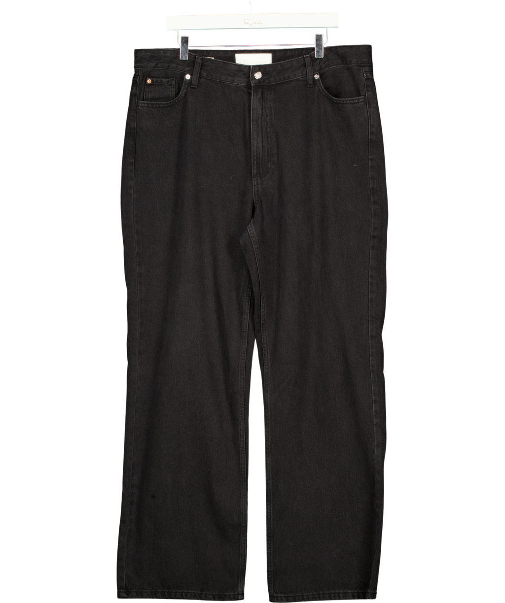 River Island Black plain black straight-leg jeans, size UK 18 — front