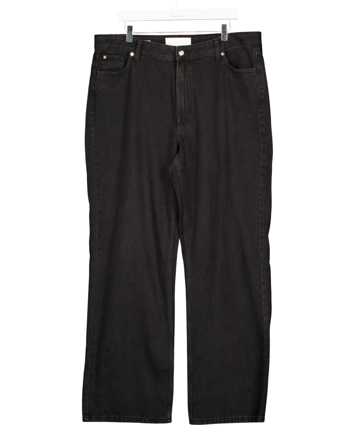 River Island Black plain black straight-leg jeans, size UK 18 — front
