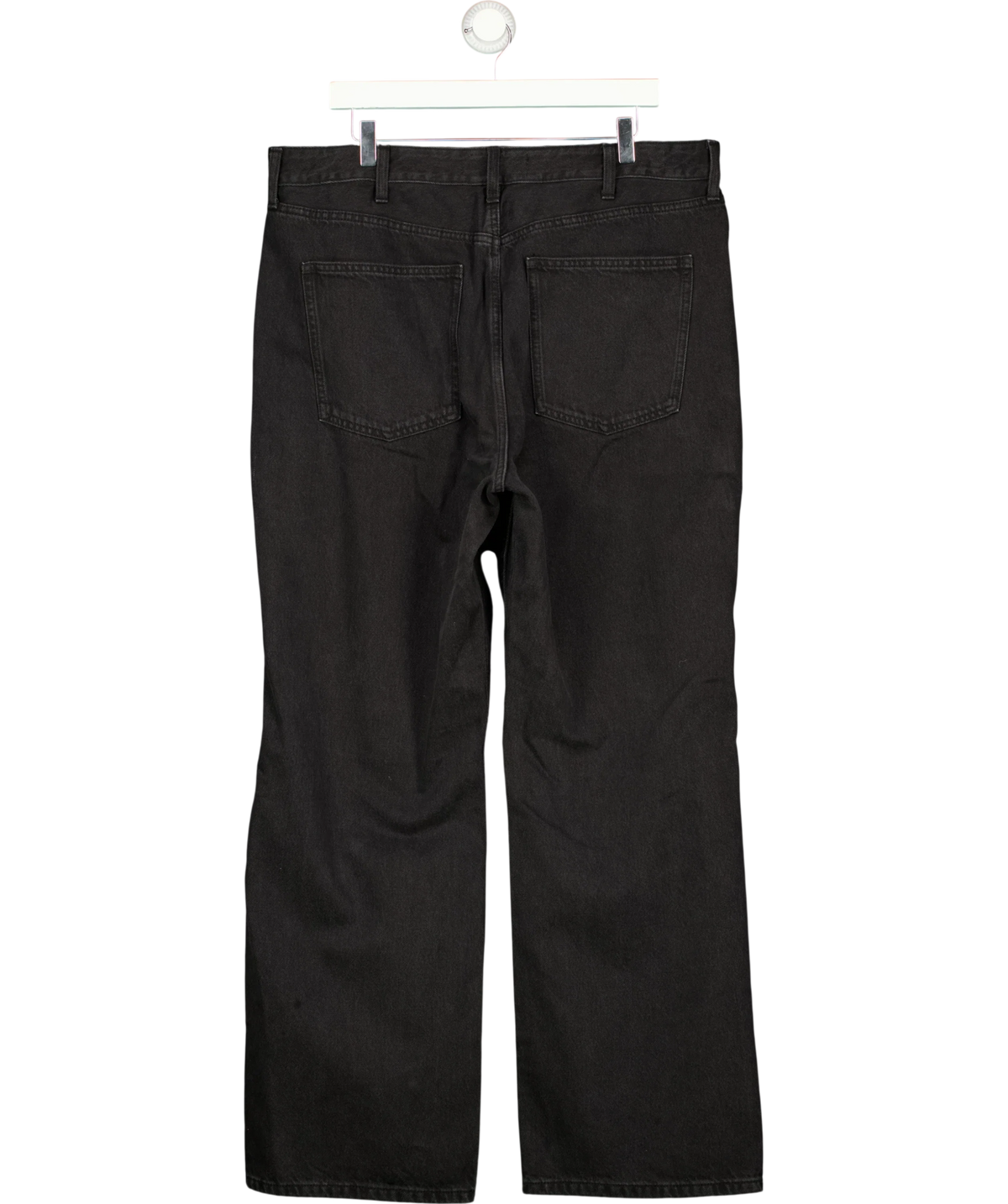 River Island Black plain black straight-leg jeans, size UK 18 — back