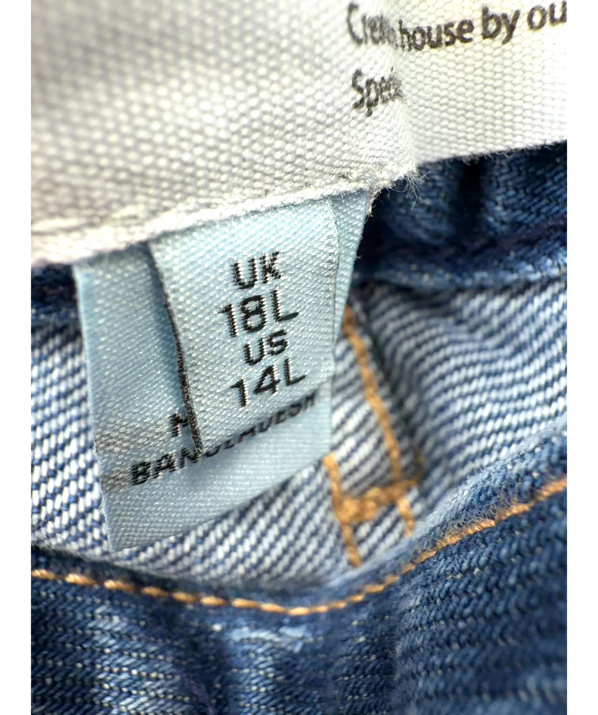 River Island Blue DENIM SPECIAL, size UK 18 — care label