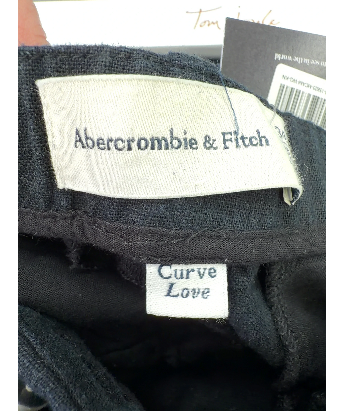 ABERCROMBIE & FITCH Blue Curve Love A&F Sloane Linen-Blend Tailored Wide Leg Pant, size UK 22 — detail