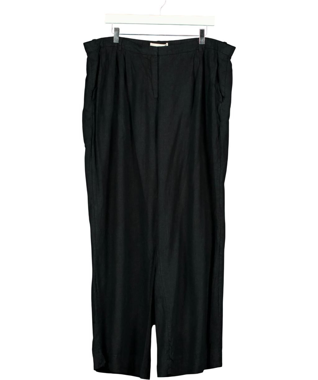 ABERCROMBIE & FITCH Blue Curve Love A&F Sloane Linen-Blend Tailored Wide Leg Pant, size UK 22 — front