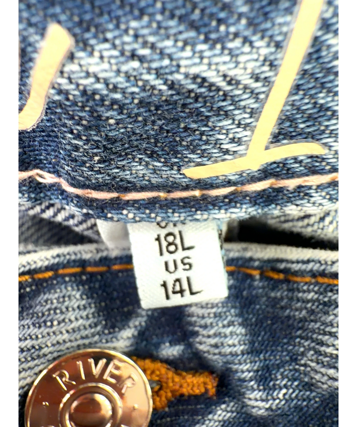 River Island Blue Colour, size UK 18 — care label